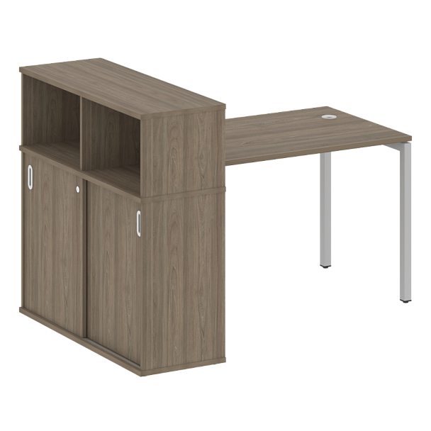 Metal System Quattro Стол письменный с шкафом-купе на П-образном м/к 40БП.РС-СШК-3.2 Т Вяз/Серый металл 1610*1120*1098 - Вид 1