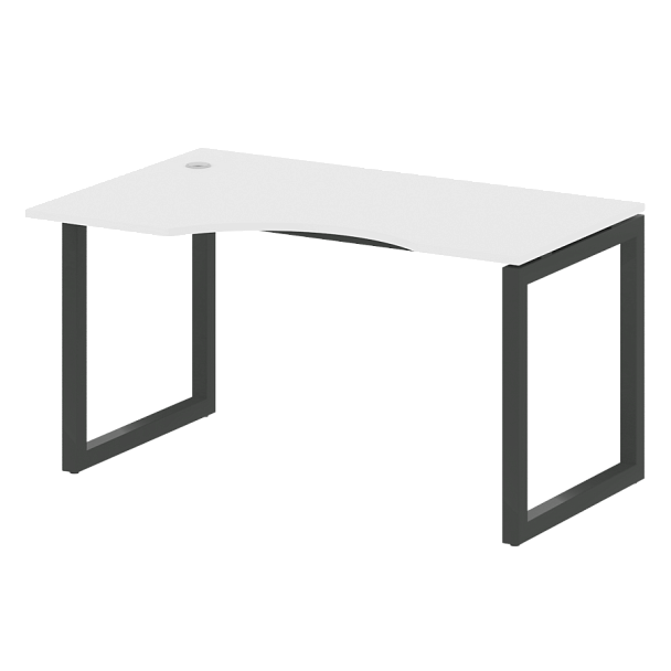Metal System Quattro Стол криволинейный левый на О-образном м/к 50БО.СА-2 (L) Белый/Антрацит металл 1400*900*750 - Вид 1