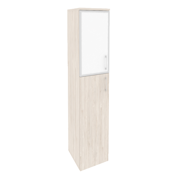 Onix Шкаф высокий узкий левый O.SU-1.7 R (L) white Денвер светлый/Стекло white 400*420*1977 - Вид 1