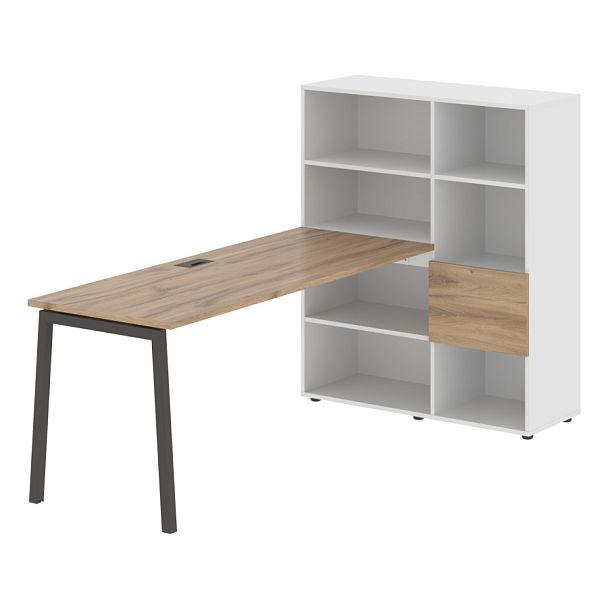 Стол-стеллаж ELRST 1117 Дуб Денвер светлый/Мокко/Белый 2190х1120х1355 EDIS - Вид 1
