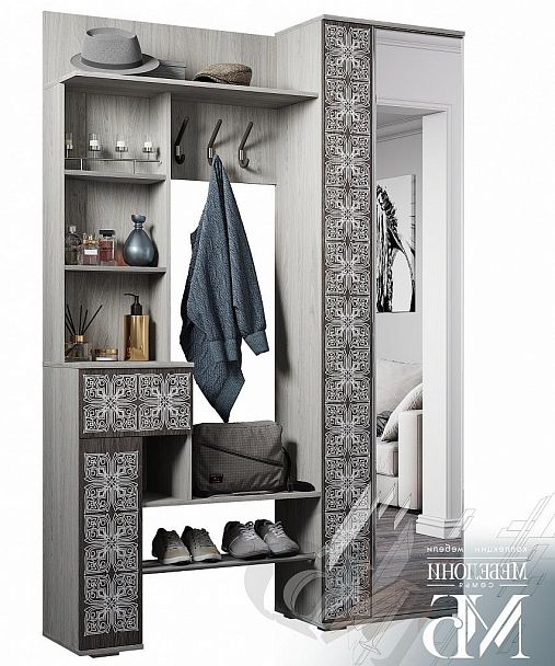 Прихожая "Шанель" (1500*2176*372) ясень светлый/ясень темный - Вид 1