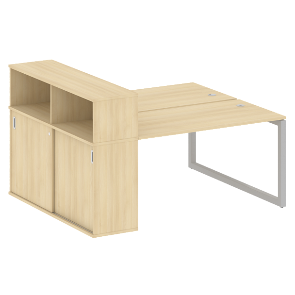 Metal System Quattro Р. ст. с шкафом-купе на О-образном м/к 50БО.РС-СШК-2.3 Т Акация/Серый металл 1810*1475*1098 - Вид 1