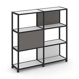 Shelf Mobile Стеллаж 4 уровня 2 секции VR.LT-STK-414.10 Белый Бриллиант/Металл Черный/W-26 1970*400*1523 - Фото предпросмотра