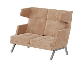 Aldo Диван двухместный высокий с декором из пуговиц ALDB-02 Timless 020/Металл Серый 1430*960*1180 - Фото предпросмотра