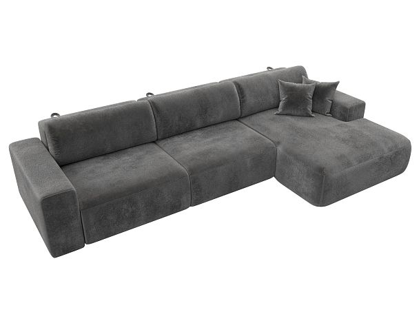 Диван угловой Лига-036 НПБ Классик Лонг правый угол Велюр серый - Вид 5