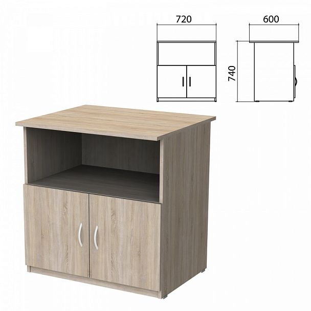 Тумба для оргтехники "Бюджет", 720х600х740 мм, 2 двери, дуб сонома, 402658-091 - Вид 1
