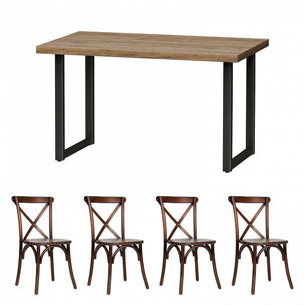 Комплект мебели стол Лофт-2, 4 стула Кроссбэк - Вид 1