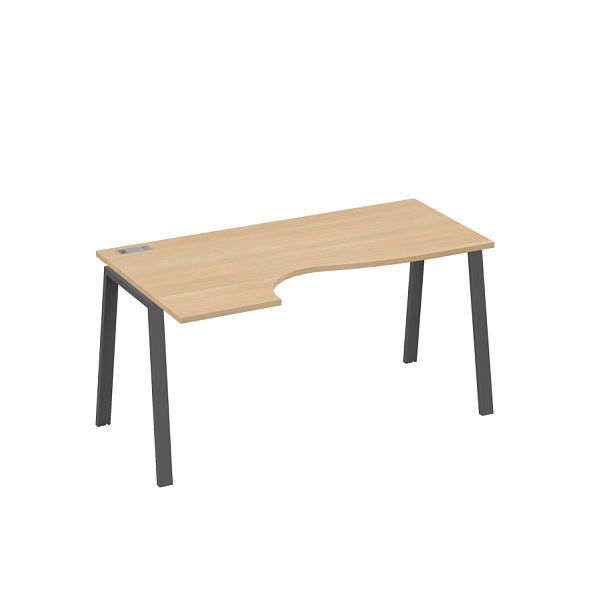 Стол эргономичный левый "Классика" на металлокаркасе TRE A4 А4 Б3 045 БП натуральный дуб / металлокаркас антрацит - Вид 1