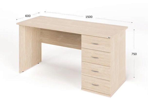 ЛАЙТ / LIGHT RRG007-15x6R Однотумбовый стол 150x60x75 Дуб Сонома - Вид 3