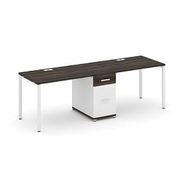 Concept Рабочая станция 2 места с 1 опорной тумбой CN.ORS-405 W Дуб Мали/Белый Бриллиант/Металл Белый 2380*720*750 - Фото предпросмотра
