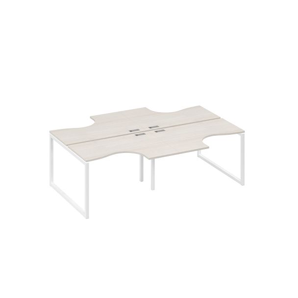 Рабочая станция (4х120) опоры QUATTRO столы Классика A4 А4 Б4 180-2 БП дуб / металлокаркас белый - Вид 1