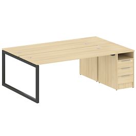 Metal System Quattro Р. ст. с тумбой на О-образном м/к 50БО.РС-СТП-2.5 Акация/Антрацит металл 2212*1475*750 - Фото предпросмотра