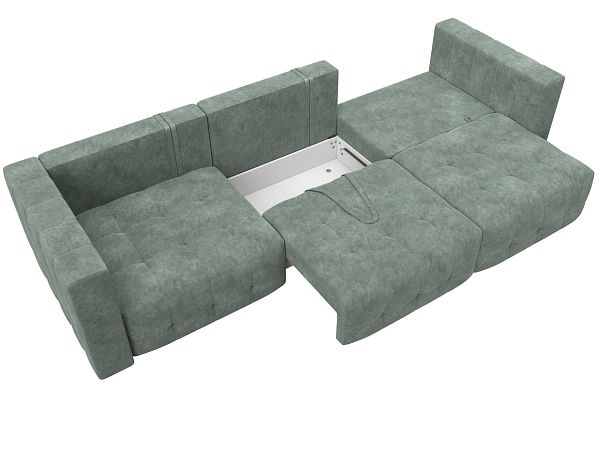 Диван прямой Лига-052 НПБ Лонг Велюр зеленый - Вид 8