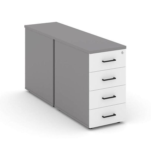 Стайл Проджект Тумба опорная/приставная SN.TOP-013 Серый Пепел/Белый/Черный Ручки 416*1632*750 - Вид 1