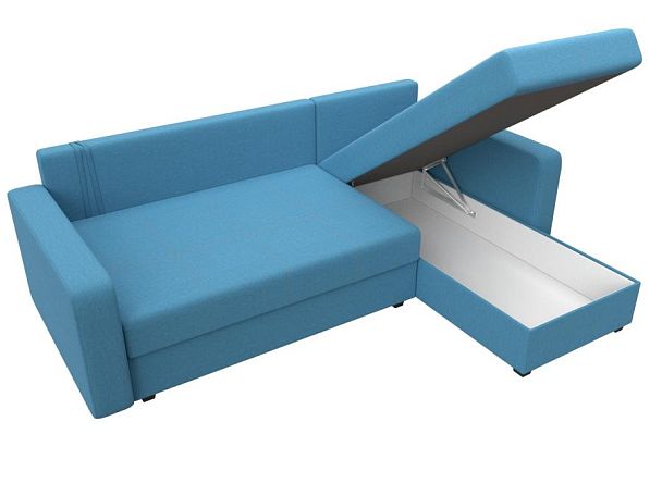 Диван угловой Ливерпуль Лайт правый угол Рогожка голубой - Вид 9