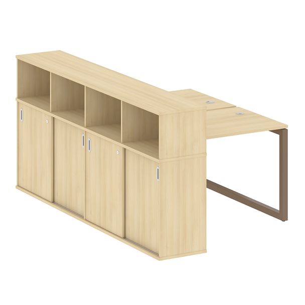 Metal System Quattro Р. ст. с шкафом-купе на О-образном м/к 50БО.РС-СШК-4.1 Т Акация/Мокко металл 1410*2332*1098 - Вид 1