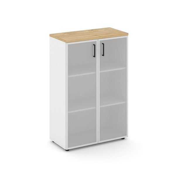 Style Project Шкаф средний широкий SN.STS-206 Белый/Тиквуд Светлый/Сатин/Черный Ручки 796*400*1203 - Вид 1