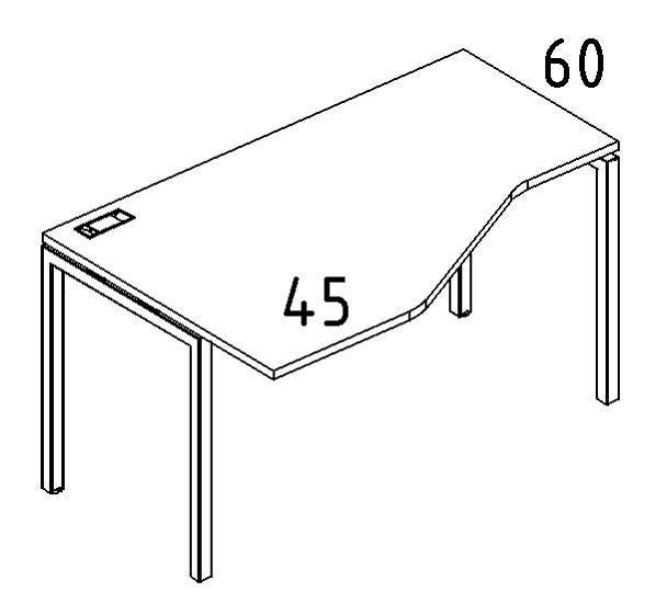 Стол эргономичный левый "Техно" на металлокаркасе DUE A4 А4 Б2 051 БП серый / металлокаркас серый - Вид 3
