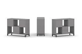 Стайл Проджект Набор стеллажа одностороннего, 2 яруса SN.NS-231 Серый Пепел/Металл Антрацит 1121*400 - Фото предпросмотра