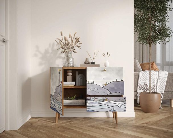 Комод Berber три ящика и дверка арт BB34/Print_51 - Вид 2