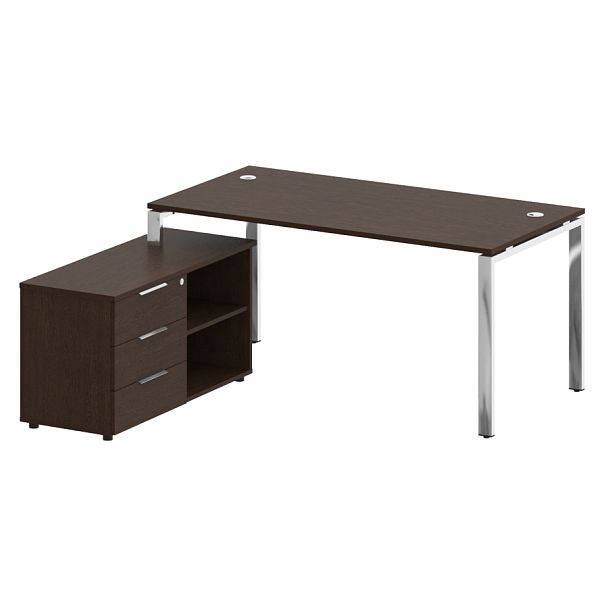 Metal System Direct Стол руковододителя с тумбой левый БГ.СРТ-4.8 (L) Венге/Нерж. сталь 1700*1620*750 - Вид 1