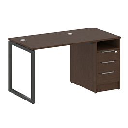 Metal System Quattro Р. ст. с тумбой на О-образном м/к 40БО.РС-СТП-1.1 Венге/Антрацит металл 1412*720*750 - Фото предпросмотра