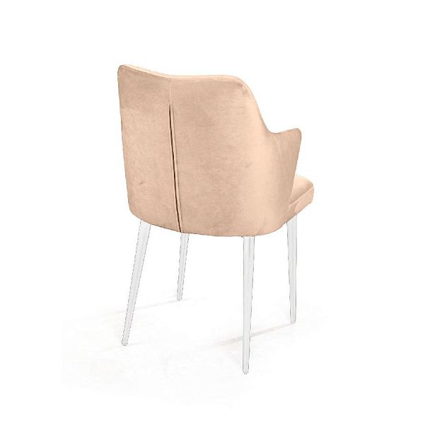 Стул с подлокотниками Hunt ромб, бархат бежевый 5 / белый конус - Вид 3