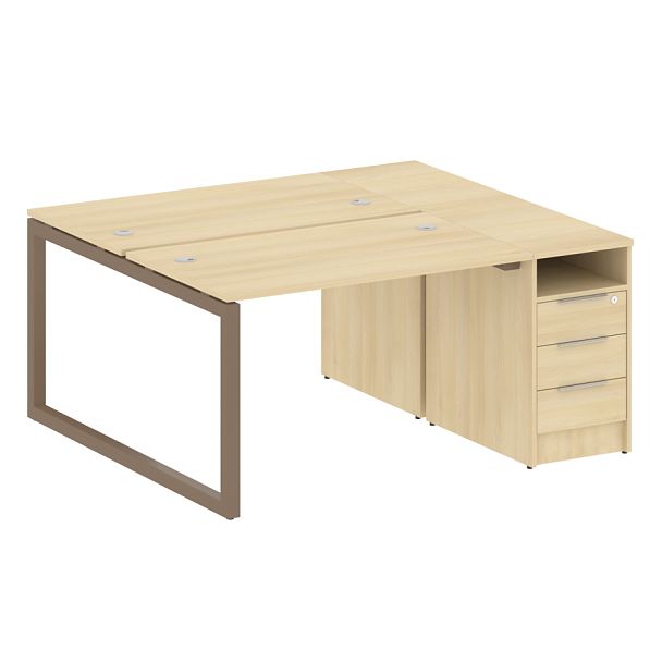 Metal System Quattro Р. ст. с тумбой на О-образном м/к 50БО.РС-СТП-2.2 Акация/Мокко металл 1612*1475*750 - Вид 1