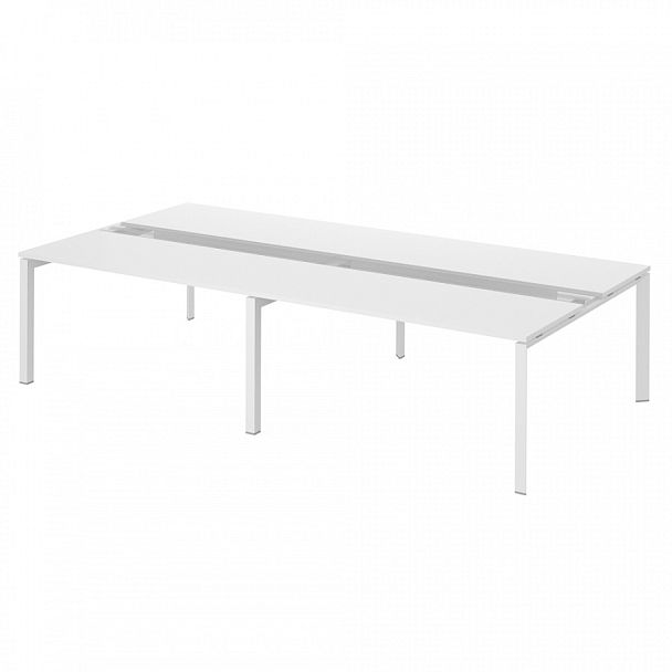 Рабочая станция на металлокаркасе "Тандем Премиум"  ПК-ТНП-СР320Х160Н4/МК/БЭ/БКК-В1-1051 белый - Вид 1