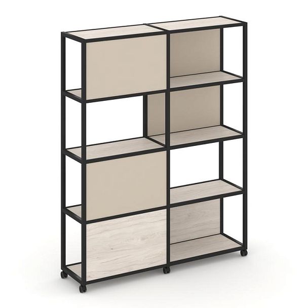 Shelf Mobile Стеллаж 5 уровней 2 секции VR.LT-STK-515.10 Денвер Светлый/Металл Черный/W-04 1970*400*2000 - Вид 1