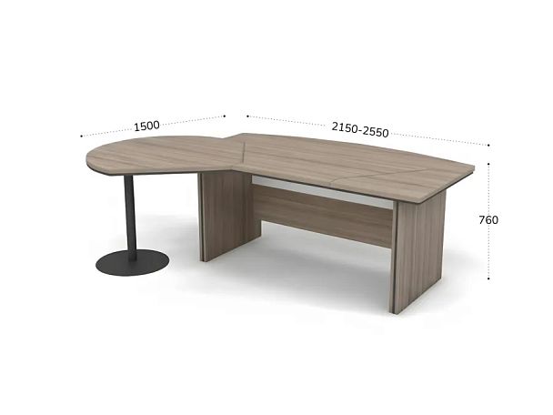 БЕРЛИН / BERLIN Стол руководителя с брифингом левый 2550х1500х760 Шорвуд/Серый - Вид 2