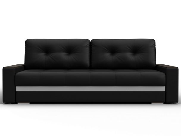 Диван прямой с декором Лига-096 НПБ Экокожа черный - Вид 2