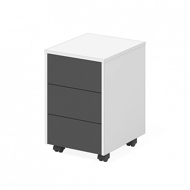 Тумба офисная "Тумбы мобильные" ПК-МИН-ТММ43Х50-В1-985 вольфрам серый+белый;серый - Вид 1