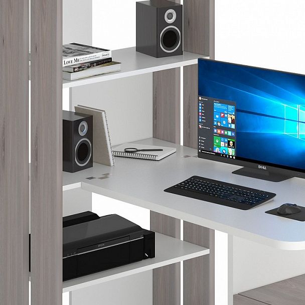 Стол компьютерный Домино Lite СТЛ-ОВ+С100Р Белый/Нельсон - Вид 4