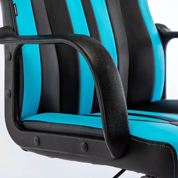 Кресло компьютерное BRABIX "Stripe GM-202", экокожа, черное/голубое, 532509 - Вид 11
