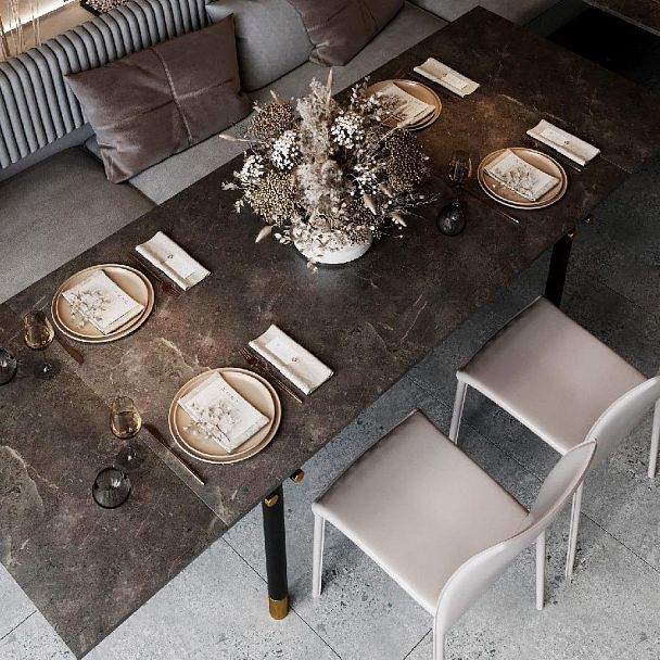 Стол обеденный Trump (160+40+40), керамика серая - Вид 4