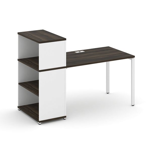 Concept Стол рабочий с опорным стеллажом с надставкой низ. CN.SP-210 Дуб Мали/Белый Бриллиант/Металл Белый 1600*720*1140 - Вид 1