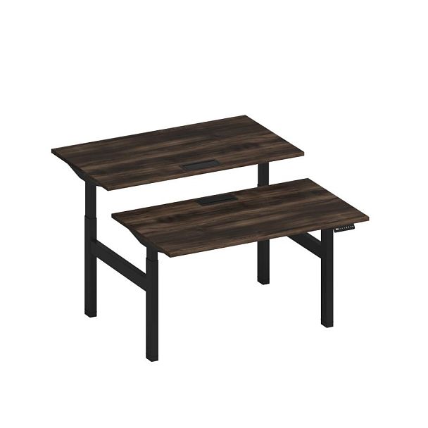 Рабочая станция на электроприводе с заглушками Elevo А2 ЧР 102 ДР дуб ристретто/ черный гладкий - Вид 1