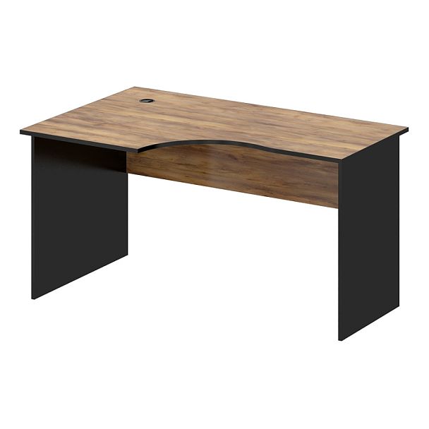 Стол эргономичный, столешница 18 мм "Компьютерные столы"  ПК-ЛОГ-СТЭ140Х90ЛД/18-В3-1078 таксония медовая+черный - Вид 1