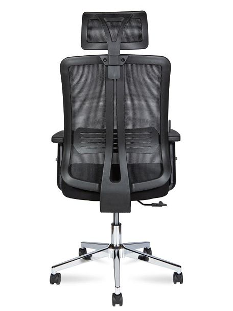 Кресло офисное / Tema Chrome 2D / база хром / черный пластик / черная сетка / черная ткань - Вид 5