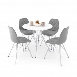 Обеденная группа Sheffilton SHT-DS142 серый туман/белый/хром лак - Фото предпросмотра