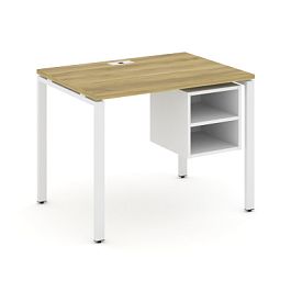 Concept Стол рабочий с подвесной тумбой с 2 открытыми нишами CN.SP-105 Дуб Винченцо/Белый Бриллиант/Металл Белый 980*720*750 - Фото предпросмотра