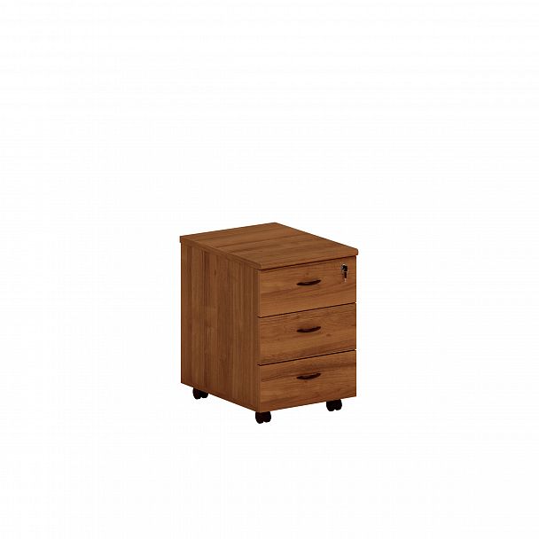 Тумба выкатная 3-ящичная (c доводчиками) с центральным замком "Престиж" ТЖ 214 темный орех - Вид 1