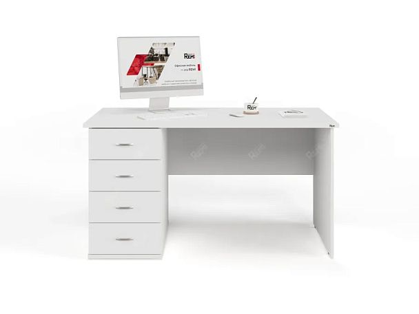 UNITY РС07-14 L БЕЛЫЙ Стол однотумбовый 1400х700х750 - Вид 1