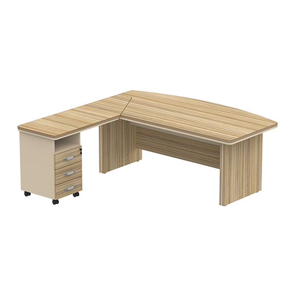 Стол руководителя с тумбой L,R 1800 Берлин Кокоболо СРТ 18-200 - Вид 2