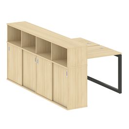 Metal System Quattro Р. ст. с шкафом-купе на О-образном м/к 50БО.РС-СШК-4.1 Т Акация/Антрацит металл 1410*2332*1098 - Фото предпросмотра