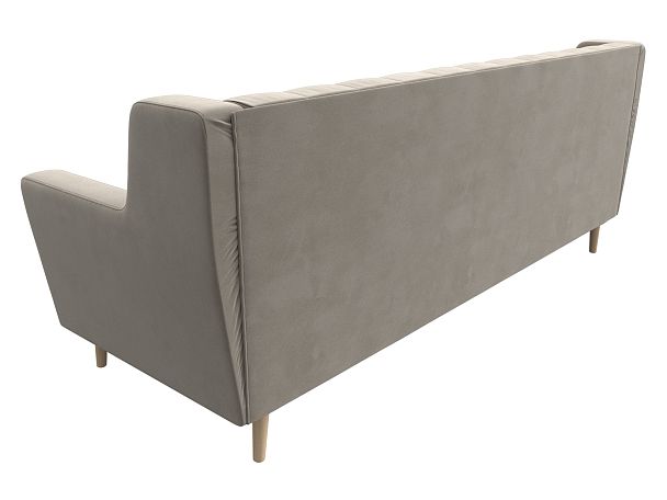 Прямой диван Брайтон 3 Люкс (полностью микровельвет бежевый) - Вид 6