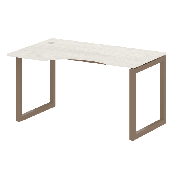 Metal System Quattro Стол криволинейный левый на О-образном м/к 50БО.СА-2 (L) Дуб наварра/Мокко металл 1400*900*750 - Вид 1