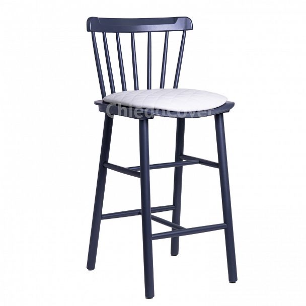 Стул Такер полубарный, серый графит, мягкая сидушка, белый кожзам - Вид 1