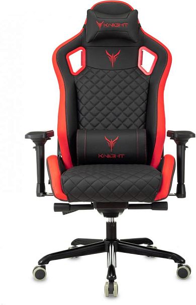 Кресло игровое Knight Titan черный/красный ромбик экокожа с подголов. крестов. металл - Вид 2